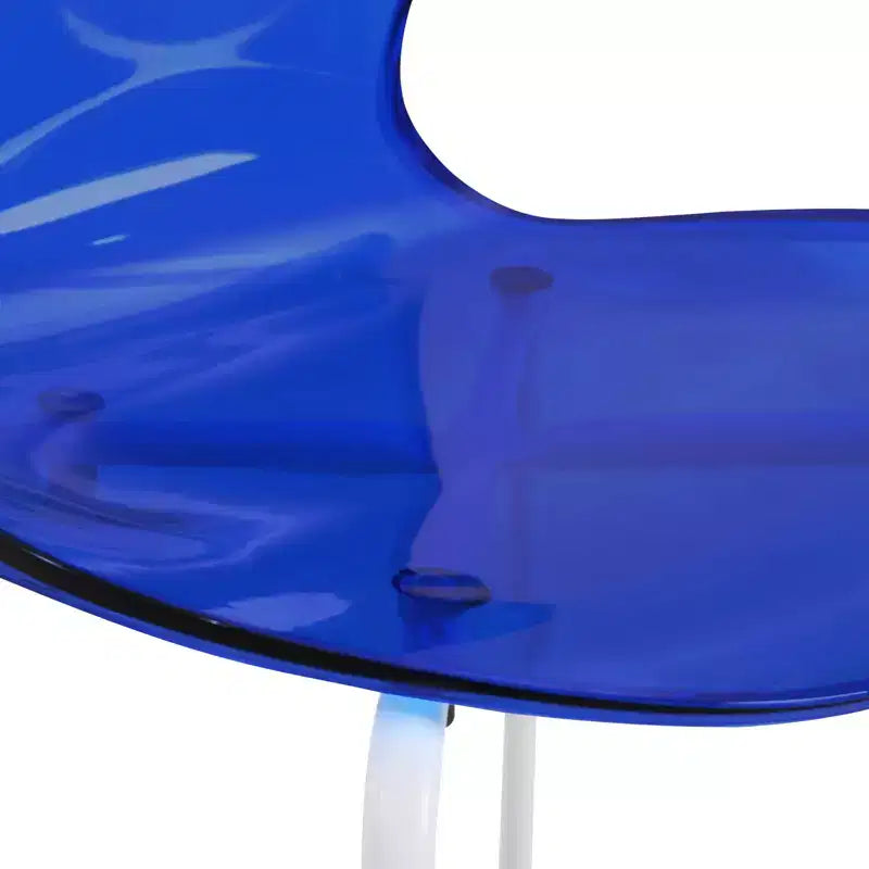 LeisureMod Bristol Ensemble de Salle à Manger 5 Pièces Table à Manger Ronde, 4 Chaises de Salle à Manger en Plastique Pieds Blancs