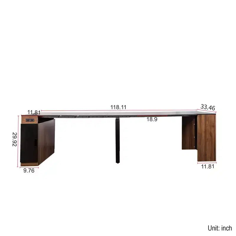 CLIHOME Table à manger extensible moderne multifonctionnelle avec prise, Table extensible peu encombrante avec rangement