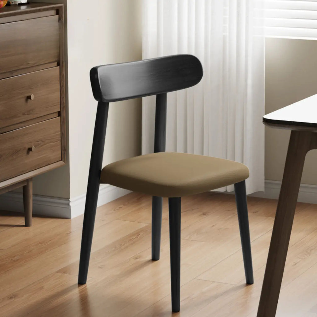 Chaise de salle à manger moderne sans accoudoirs en cuir à dossier bas