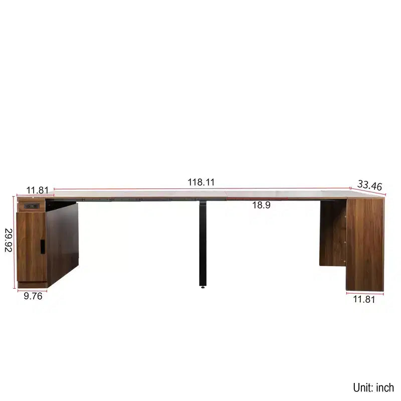 CLIHOME Table à manger extensible moderne multifonctionnelle avec prise, Table extensible peu encombrante avec rangement