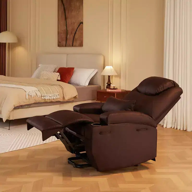 Fauteuil inclinable électrique avec assistance au levage Bestier 34,6 po avec massage et chaleur, fauteuil inclinable en similicuir avec poches latérales et porte-gobelets