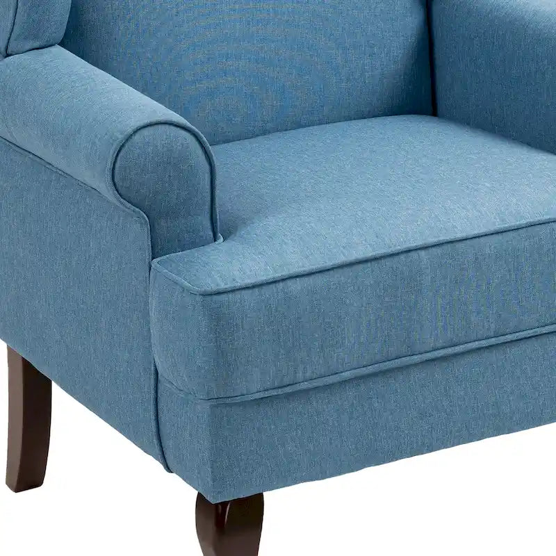 2 fauteuils d'appoint à dossier haut traditionnels, revêtus de tissu
