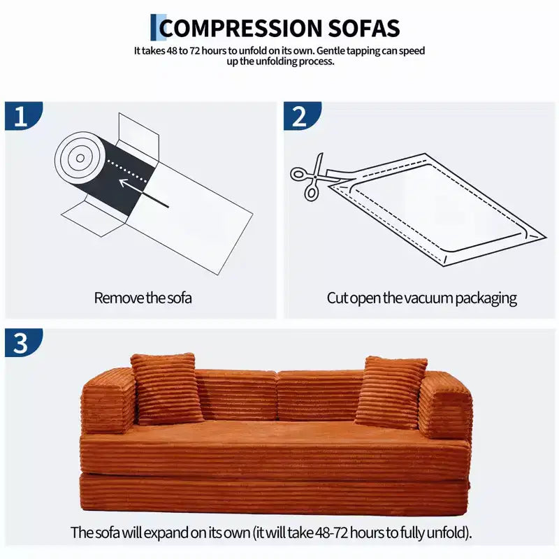 Canapé-lit convertible 5-en-1 de 80,7 po, velours côtelé, 544 kg, aucun assemblage requis