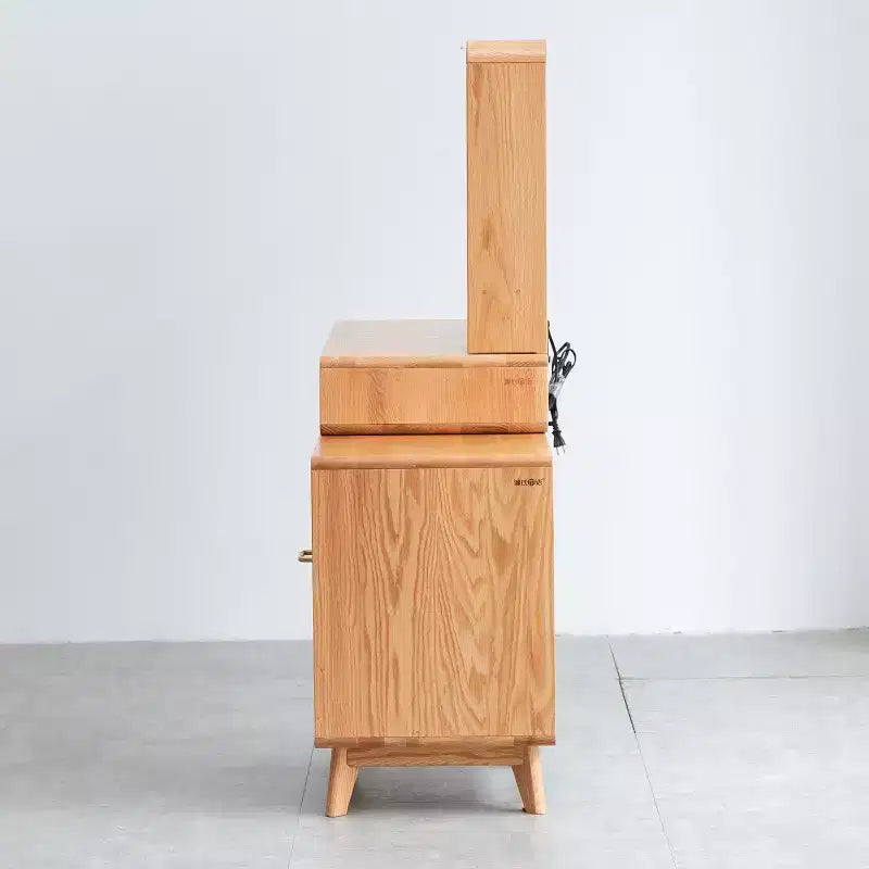 Commode GDFStudio Crichton en chêne massif moderne avec 4 tiroirs et étagères