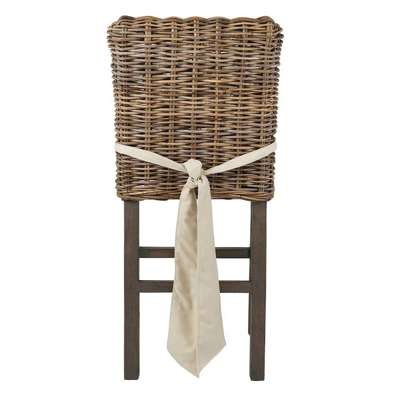 Tabouret rembourré en rotin gris délavé par East at Main