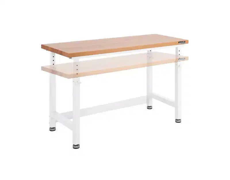 Établi robuste avec plateau en bois et hauteur réglable de 60 po