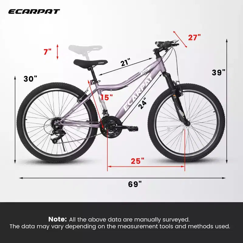 VTT Zeus & Ruta 26 avec 21 vitesses, suspension avant, freins en V, cadre en acier au carbone pour adolescents et femmes