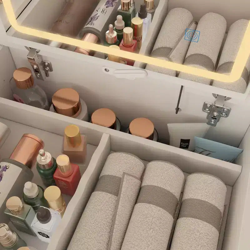 Famapy Coiffeuse de rangement blanche pliable - Table de maquillage compacte avec organisation