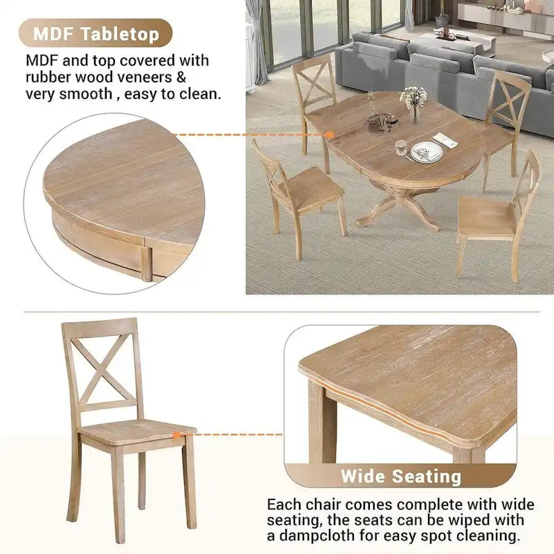 Table à manger ronde extensible 4 places de 42 à 54 po pour ferme