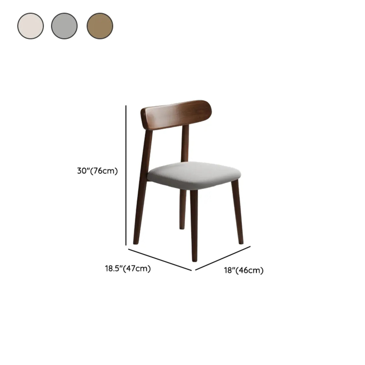 Chaise de salle à manger moderne sans accoudoirs en cuir à dossier bas