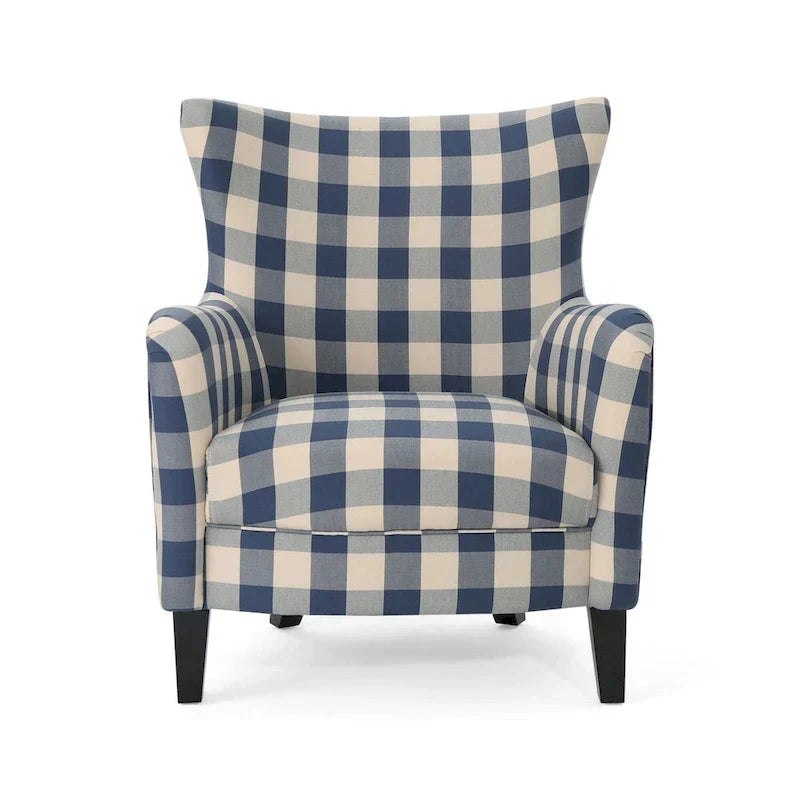 Fauteuil rembourré à dossier haut avec pieds en bois Modern Retro 30.25 pour le salon