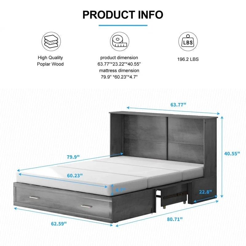 Lit escamotable Mixoy Murphy avec matelas et tiroir