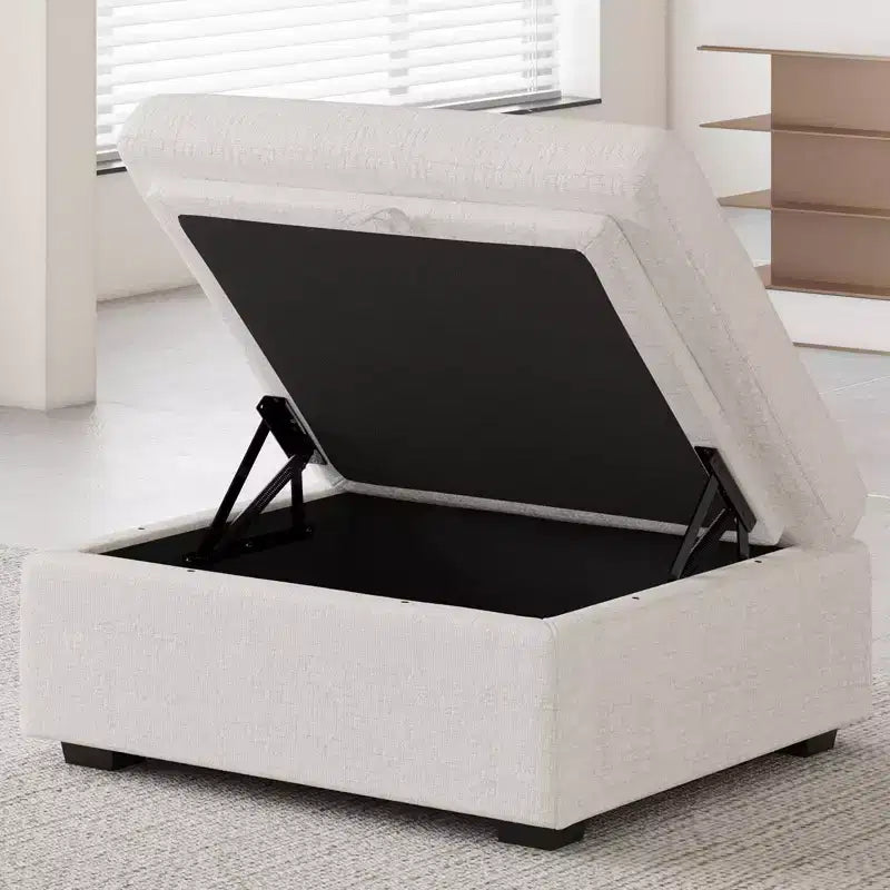 Module Pouf Ottoman Belffin en Chenille - Repose-Pieds de Rangement Modulaire avec Tissu Doux pour la Peau et Conception à Installation Rapide