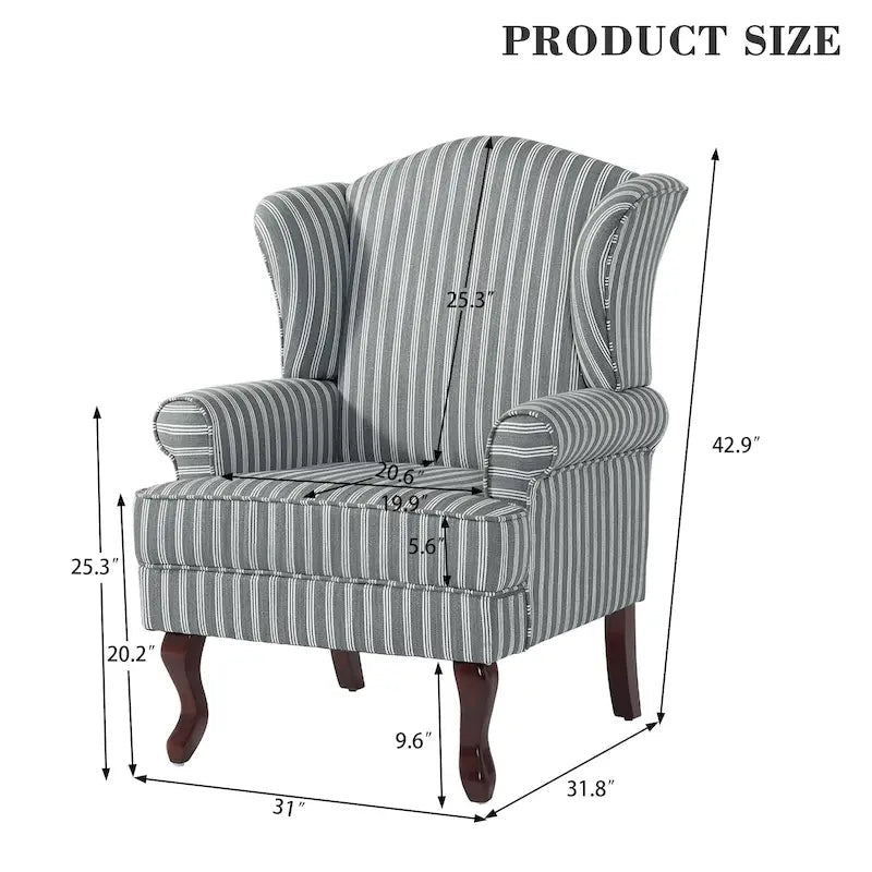 2 fauteuils d'appoint à dossier haut traditionnels, revêtus de tissu