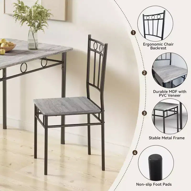 Ensemble de salle à manger rectangulaire Dyonery pour 4 personnes, table de cuisine 5 pièces et 4 chaises, ensemble de table de salle à manger, ensemble de table de cuisine compact pour petit espace