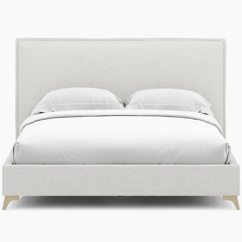 Cadre de lit plateforme grand lit rembourré en boucle crème Lottie