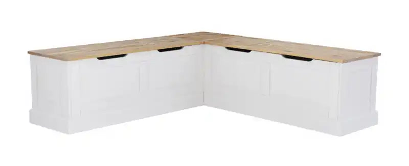 Banquette d'angle sans dossier - Naturel et blanc