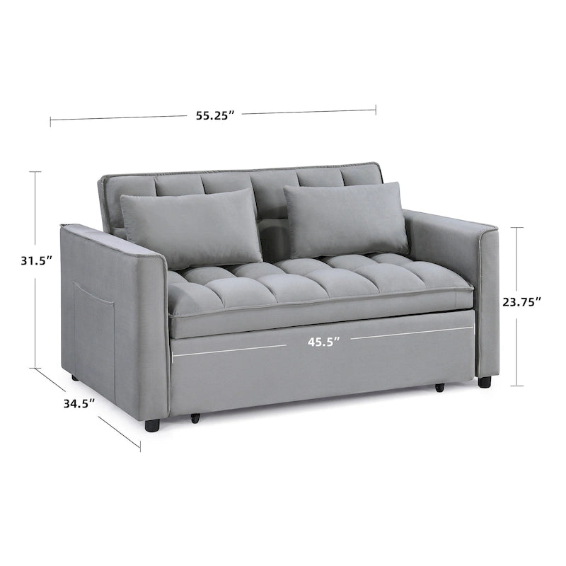 Canapé-lit convertible tufté à tiroir classique de 55 de largeur - 55L x 68P x 20H
