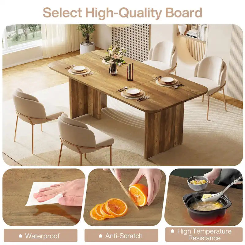 Grande table de salle à manger de 160 cm pour 4 à 6 personnes, table de cuisine rectangulaire moderne