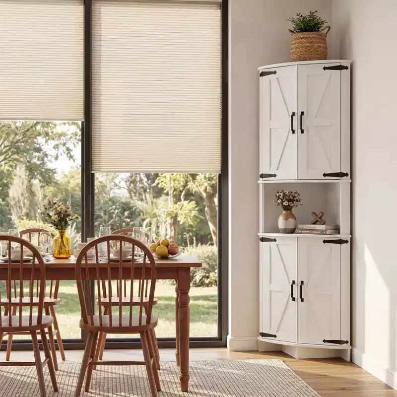COZONY Meuble d'angle de ferme 65" avec portes et étagères réglables, Armoire de rangement d'angle haute pour cuisine et salon