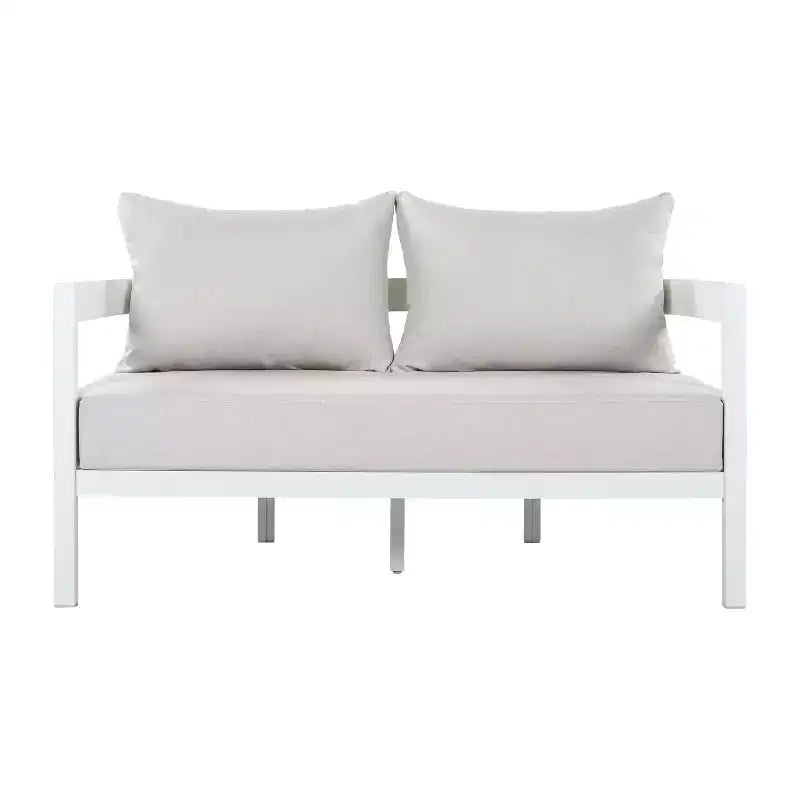 Christopher Knight Home Althea, ensemble de conversation moderne incurvé de 5 pièces en aluminium pour l'extérieur avec table basse en verre