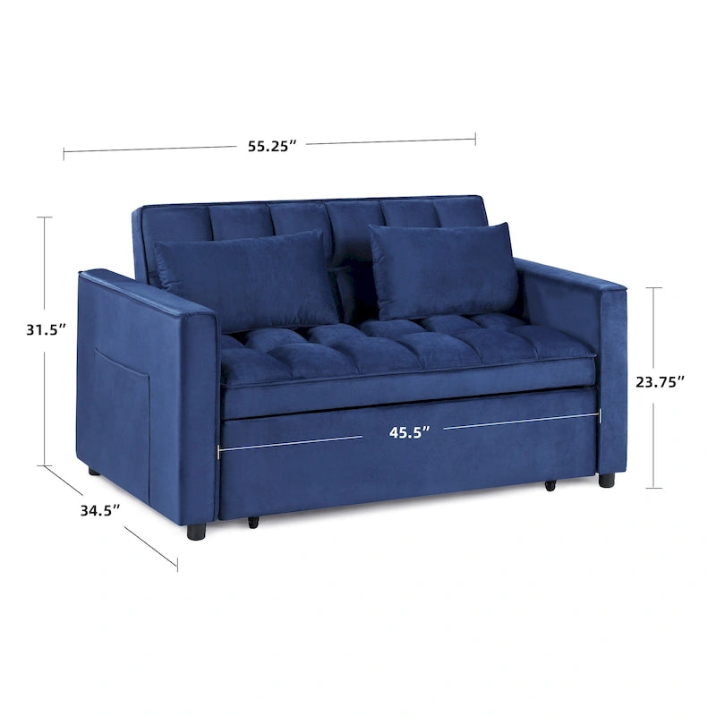 Canapé-lit convertible tufté à tiroir classique de 55 de largeur - 55L x 68P x 20H