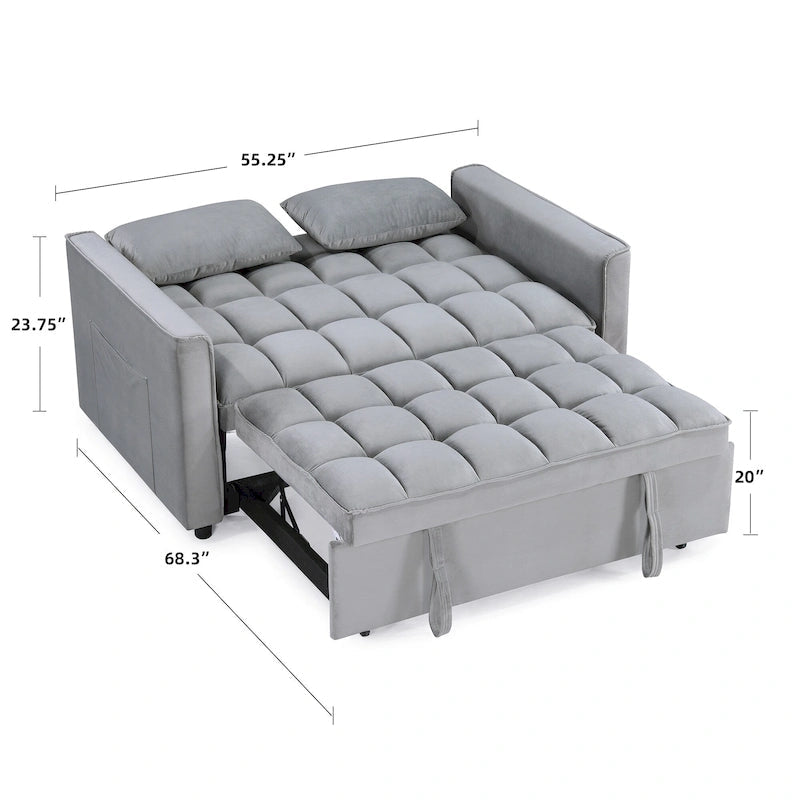 Canapé-lit convertible tufté à tiroir classique de 55 de largeur - 55L x 68P x 20H
