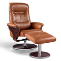 Artiva USA Milano Fauteuil inclinable pivotant moderne en cuir marron et repose-pieds