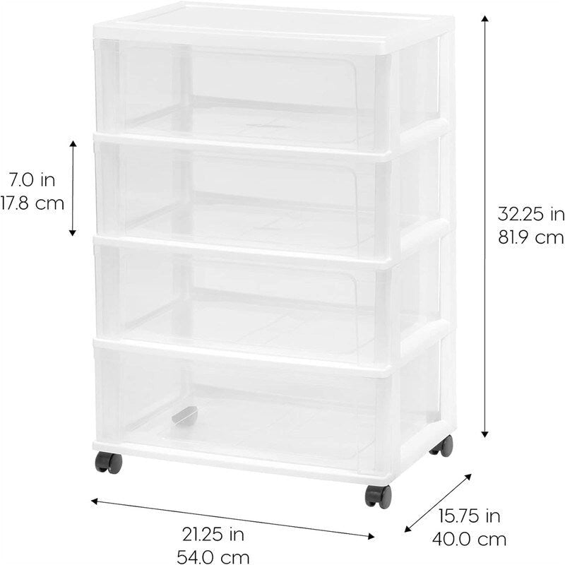 Commode de rangement large à 4 tiroirs