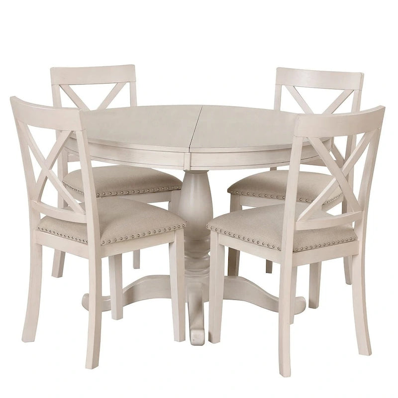 Table à manger ronde extensible 4 places de 42 à 54 po pour ferme