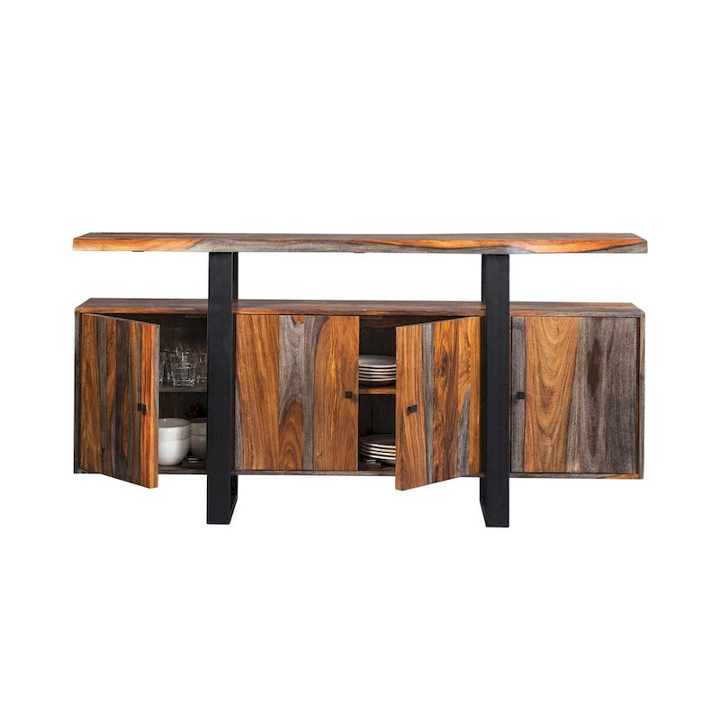 Buffet 4 portes Kappelman Grey Sheesham et Noir