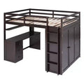 Lit mezzanine CLIHOME grand format avec 3 tiroirs de rangement, bureau et armoire