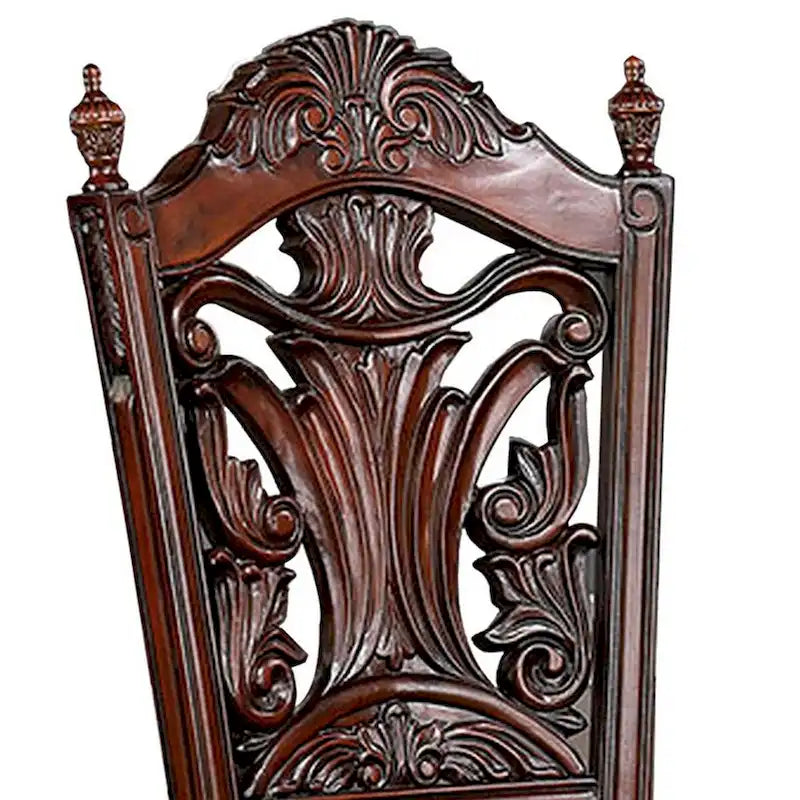 Chaise de salle à manger sculptée Iga de 22 pouces, lot de 2, assise en similicuir, garniture cloutée