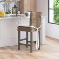 Tabouret rembourré en rotin gris délavé par East at Main