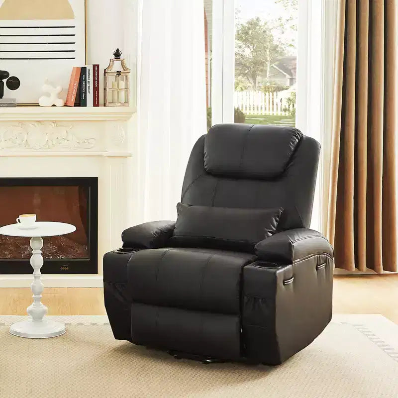 Fauteuil inclinable électrique avec assistance au levage Bestier 34,6 po avec massage et chaleur, fauteuil inclinable en similicuir avec poches latérales et porte-gobelets