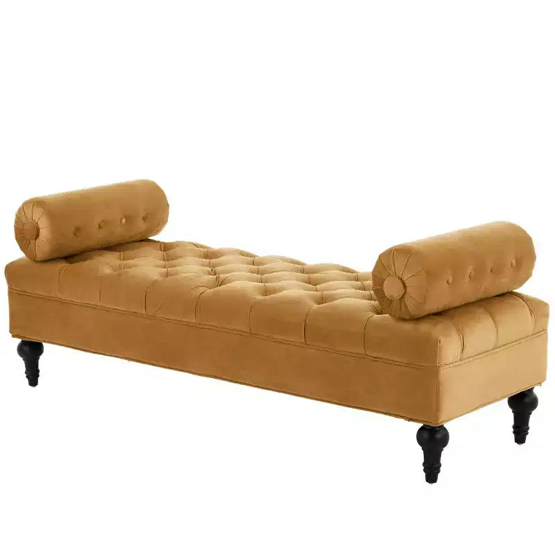 Banc de bout de lit moderne pour chambre à coucher, banc de fenêtre rembourré en velours avec 2 oreillers détachables pour salon ou entrée - Panipeachy