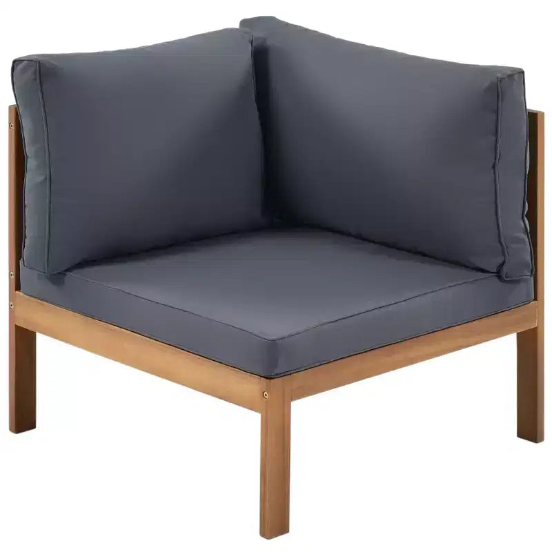 Ensemble de canapé d'angle d'extérieur Polibi Acacia avec table basse assortie