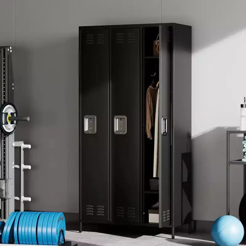 Armoire de rangement en acier Garvee, casier métallique robuste de 72 po pour école, gymnase et bureau, noir