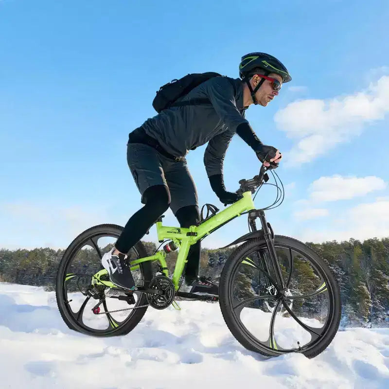 VTT pliant 26 pouces tout suspendu, transmission 21 vitesses, freins à disque et cadre en acier à haute teneur en carbone pour hommes et femmes adultes