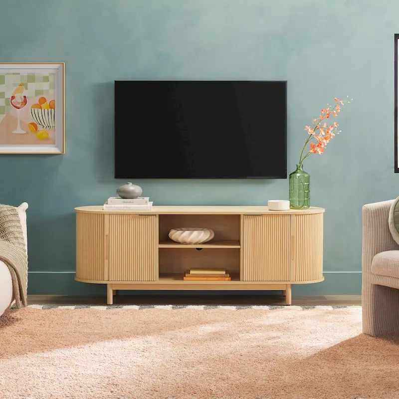 Meuble TV Middlebrook Modern Reeded de 60 po avec bords arrondis
