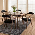 Ensemble de salle à manger 5 pièces en tissu gris de style Mid-century par Baxton Studio