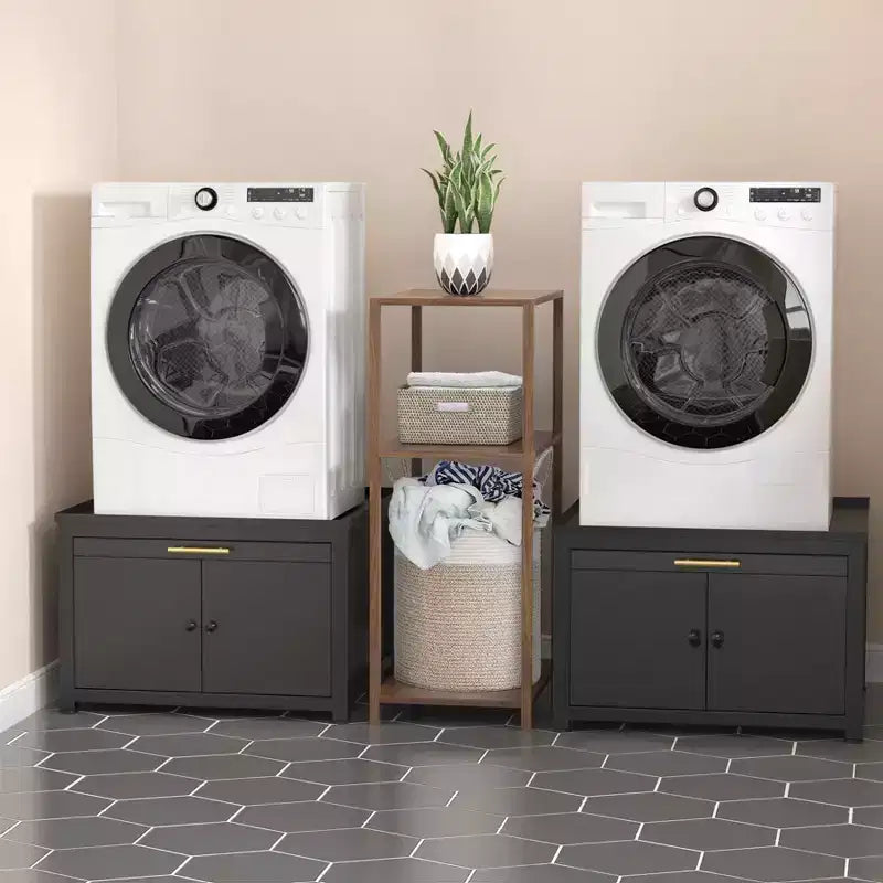 Socle robuste pour lave-linge et sèche-linge en métal, noir/blanc – Unité simple, anti-vibration