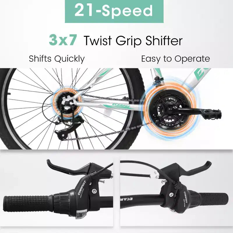 VTT Zeus & Ruta 26 avec 21 vitesses, suspension avant, freins en V, cadre en acier au carbone pour adolescents et femmes