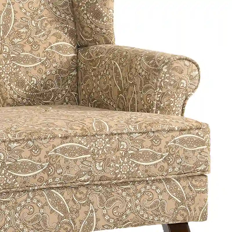 2 fauteuils d'appoint à dossier haut traditionnels, revêtus de tissu