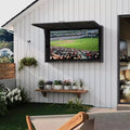 Meuble TV d'extérieur 55 pouces, cache-télévision en bois massif résistant aux intempéries avec support réglable 4D et porte rabattable (convient aux téléviseurs de 44 à 55 pouces)