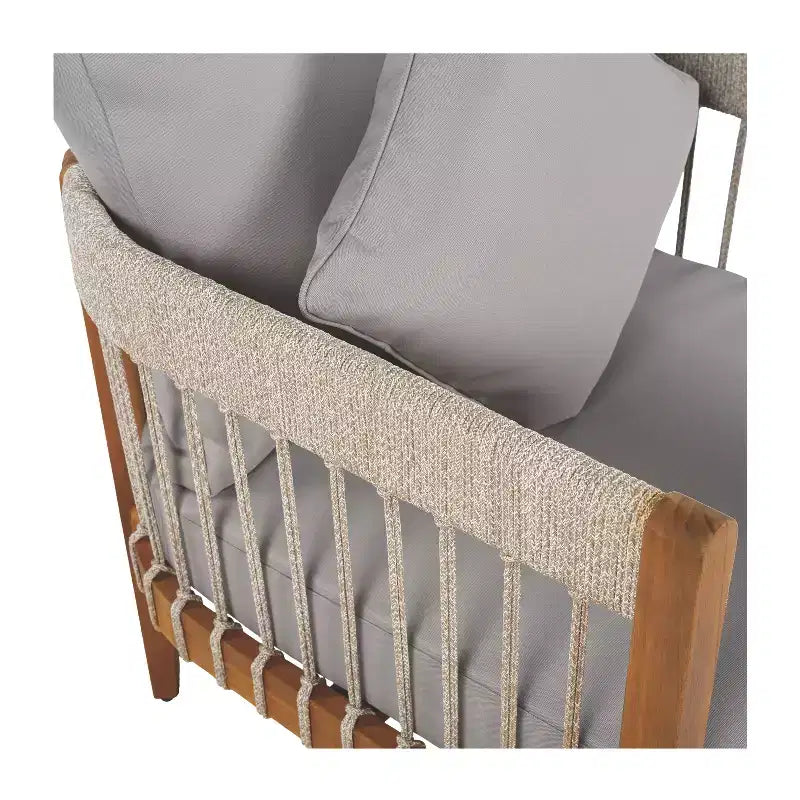 Christopher Knight Home Fauteuil club de patio Clifton en acacia rustique et corde, rembourré avec dossier incurvé