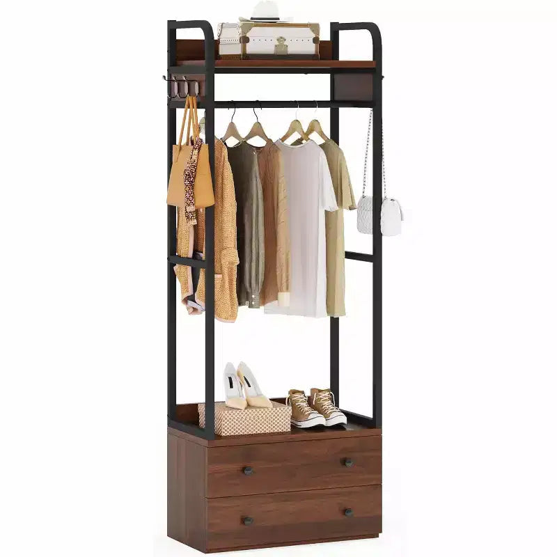Organisateur de placard autonome Lantine, petit portant à vêtements avec tiroirs et étagères, portant à vêtements robuste pour couloir, entrée, chambre