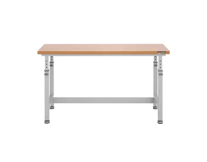 Établi robuste avec plateau en bois et hauteur réglable de 60 po