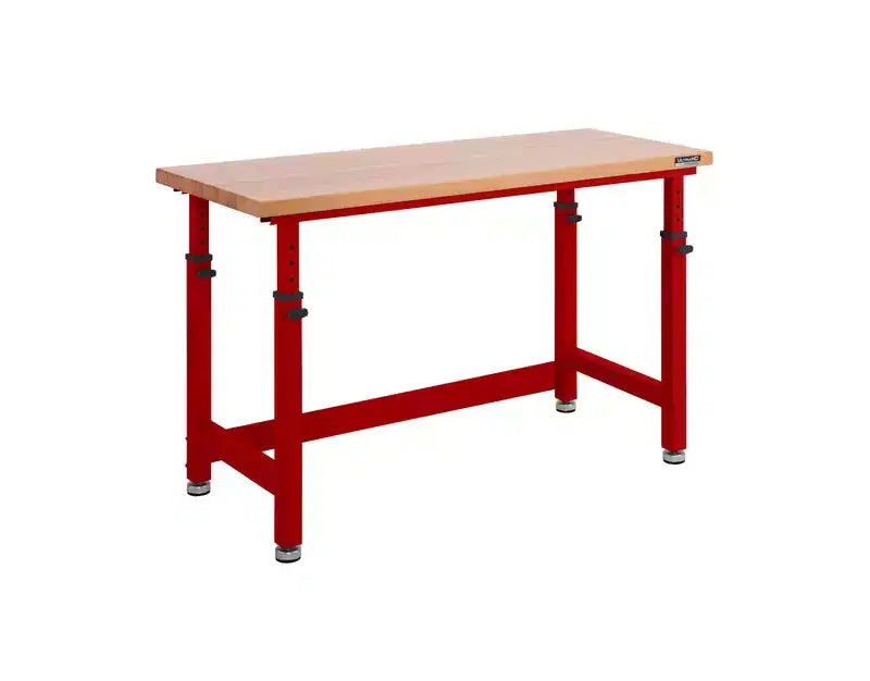 Établi robuste avec plateau en bois et hauteur réglable de 60 po