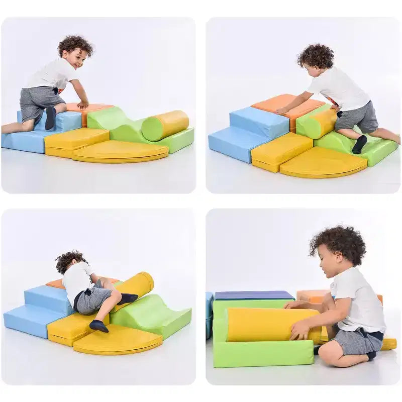 Aire de jeu d'activités 6-en-1 pour tout-petits - Structure de jeu d'intérieur grimpante et rampante - Jouets d'escalade et de rampement - Équipement de gym pour garçons et filles - Coloré